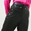Karen Millen Leather Button Detail Trouser -Karen Millen shop black leather button detail trouser 5