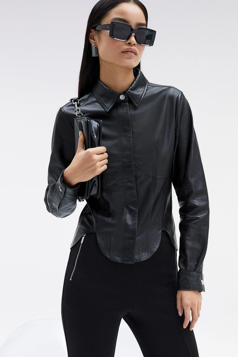 Karen Millen Leather Corset Shirt 4 Karen Millen Leather Corset Shirt - Image 2