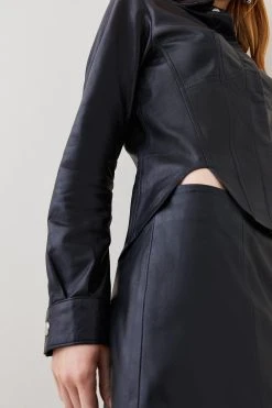 Karen Millen Leather Corset Shirt 15 Karen Millen Leather Corset Shirt -Karen Millen shop black leather corset shirt 1 6