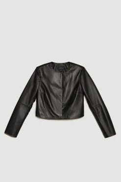 Karen Millen Leather Cropped Jacket