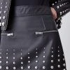 Karen Millen Leather Graduating Dome Stud Zip Through Mini Skirt -Karen Millen shop black leather graduating dome stud zip through mini skirt