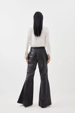Karen Millen Leather Low Rise Flared Trouser