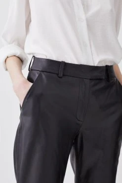 Karen Millen Leather Low Rise Straight Leg Trouser