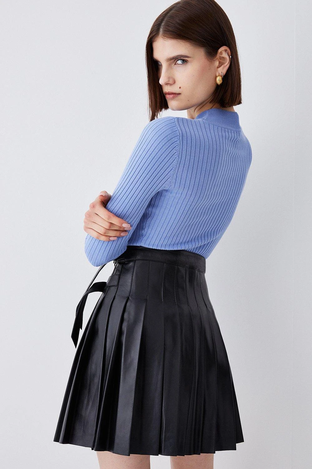 Karen Millen Leather Pleated Buckle Kilt Skirt 5 Karen Millen Leather Pleated Buckle Kilt Skirt - Image 3
