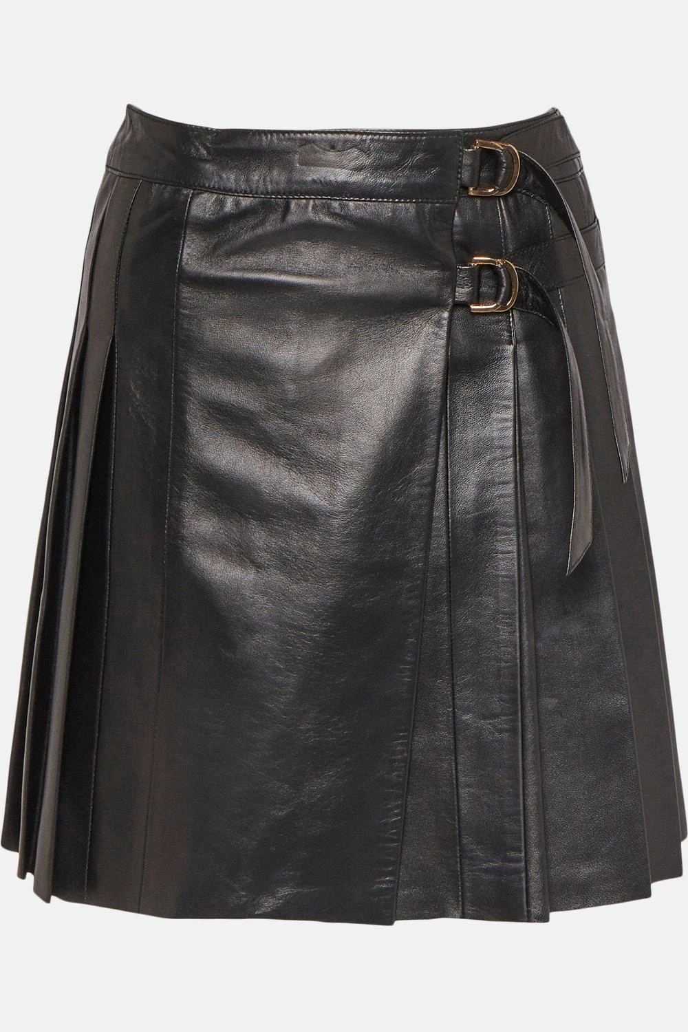 Karen Millen Leather Pleated Buckle Kilt Skirt 7 Karen Millen Leather Pleated Buckle Kilt Skirt - Image 5