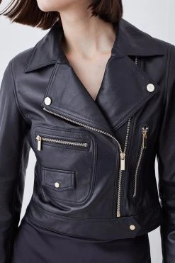 Karen Millen Leather Pocket Detail Biker Jacket