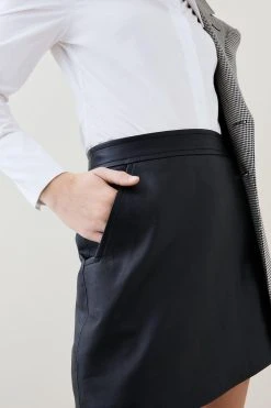 Karen Millen Leather Signature Mini Skirt -Karen Millen shop black leather signature mini skirt 2