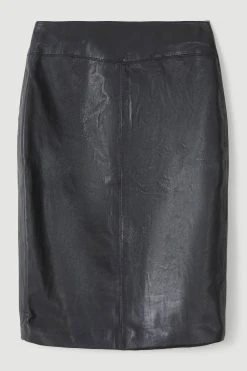 Karen Millen Leather Signature Pencil Skirt -Karen Millen shop black leather signature pencil skirt 1