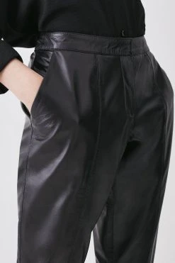 Karen Millen Leather Split Front Trouser -Karen Millen shop black leather split front trouser 2