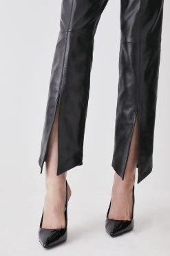 Karen Millen Leather Split Front Trouser -Karen Millen shop black leather split front trouser 3