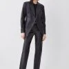 Karen Millen Leather Straight Leg Low Waist Trousers