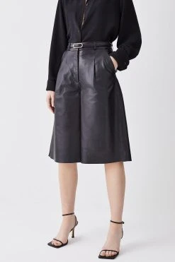Karen Millen Leather Walking Short -Karen Millen shop black leather walking short 1 1