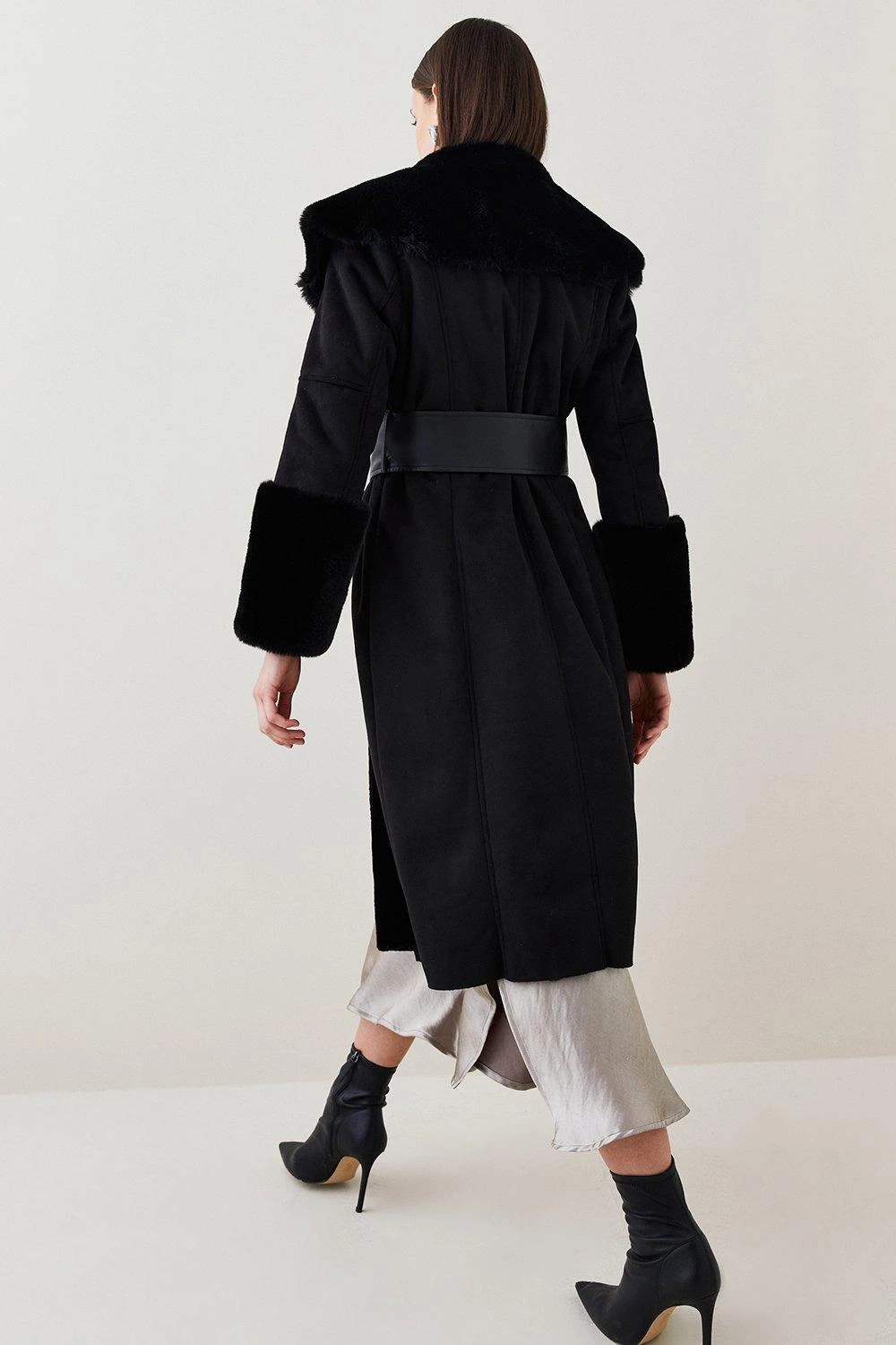 Karen Millen Long Mock Shearling Belted Coat 8 Karen Millen Long Mock Shearling Belted Coat - Image 6