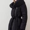 Karen Millen Long Quilted Shawl Collar Puffer Coat 1 Karen Millen Long Quilted Shawl Collar Puffer Coat -Karen Millen shop black long quilted shawl collar puffer coat