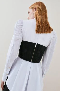 Karen Millen Lydia Millen Leather Corset Top -Karen Millen shop black lydia millen leather corset top 1