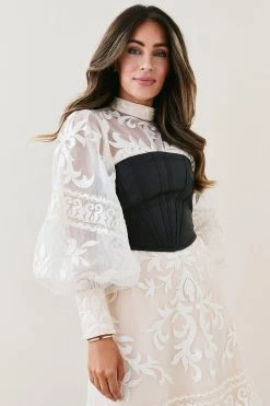 Karen Millen Lydia Millen Leather Corset Top -Karen Millen shop black lydia millen leather corset top 2