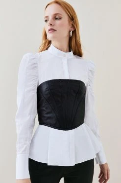 Karen Millen Lydia Millen Leather Corset Top -Karen Millen shop black lydia millen leather corset top 3