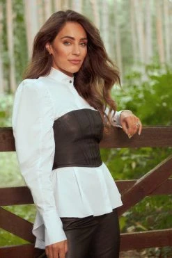 Karen Millen Lydia Millen Leather Corset Top -Karen Millen shop black lydia millen leather corset top 4