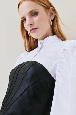Karen Millen Lydia Millen Leather Corset Top -Karen Millen shop black lydia millen leather corset top 5