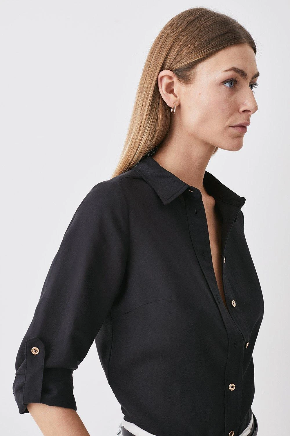 Karen Millen Lydia Millen Linen Viscose Woven Long Sleeve Shirt 7 Karen Millen Lydia Millen Linen Viscose Woven Long Sleeve Shirt - Image 5