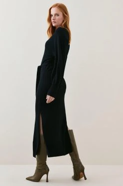 Karen Millen Merino Wool Midi Dress -Karen Millen shop black merino wool midi dress 2