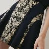 Karen Millen Metallic Snake Print Contrast Flippy Mini Skirt -Karen Millen shop black metallic snake print contrast flippy mini skirt
