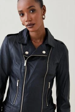 Karen Millen Military Leather Biker