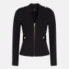 Karen Millen Military Zip Front Ponte Jersey Blazer -Karen Millen shop black military zip front ponte jersey blazer