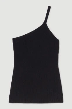 Karen Millen One Shoulder Rib Knit Top