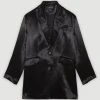Karen Millen OOTO LONDON Satin Oversized Blazer -Karen Millen shop black ooto london satin oversized blazer