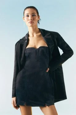 Karen Millen OOTO LONDON Satin Oversized Blazer -Karen Millen shop black ooto london satin oversized blazer 3