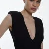 Karen Millen Petite Bandage V Neck Thong Bodysuit