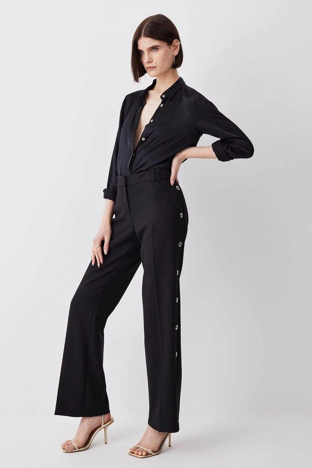 Karen Millen Petite Compact Stretch Eyelet Detail Trouser 3 Karen Millen Petite Compact Stretch Eyelet Detail Trouser