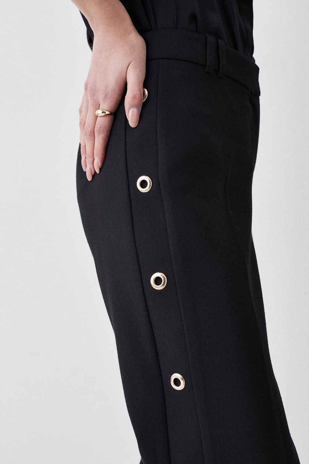 Karen Millen Petite Compact Stretch Eyelet Detail Trouser 4 Karen Millen Petite Compact Stretch Eyelet Detail Trouser - Image 2