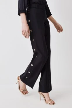 Karen Millen Petite Compact Stretch Eyelet Detail Trouser 8 Karen Millen Petite Compact Stretch Eyelet Detail Trouser -Karen Millen shop black petite compact stretch eyelet detail trouser 1 2