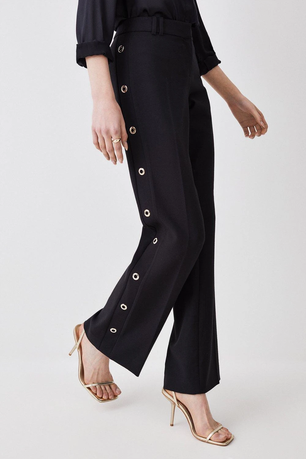 Karen Millen Petite Compact Stretch Eyelet Detail Trouser 5 Karen Millen Petite Compact Stretch Eyelet Detail Trouser - Image 3