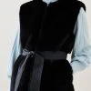 Karen Millen Petite Faux Fur Pu Belt Gilet -Karen Millen shop black petite faux fur pu belt gilet