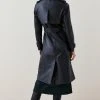 Karen Millen Petite Leather Trench Belted Mac Coat