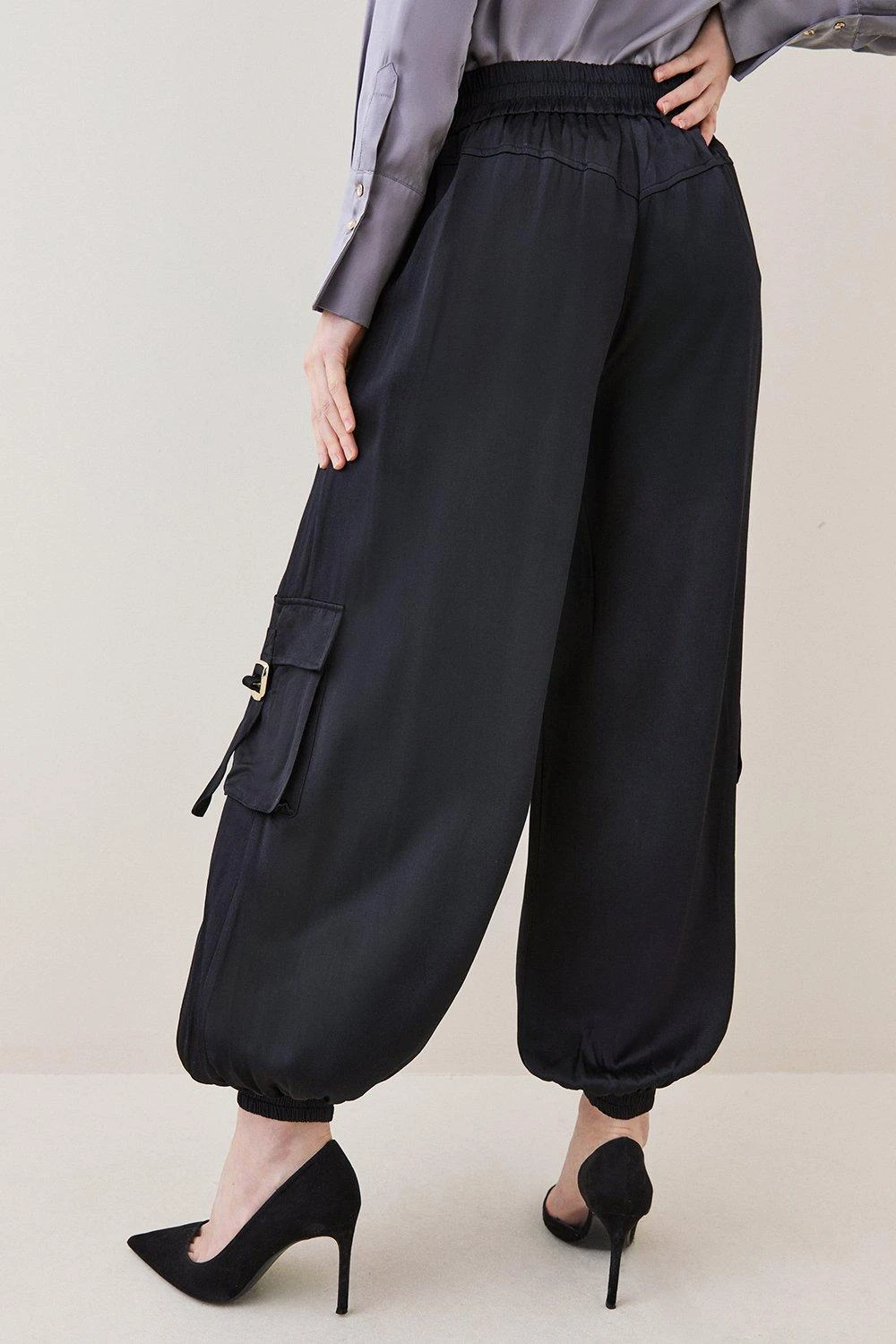 Karen Millen Petite Low Rise Satin Cargo Trouser 4 Karen Millen Petite Low Rise Satin Cargo Trouser - Image 2