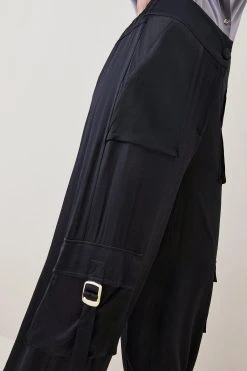 Karen Millen Petite Low Rise Satin Cargo Trouser 11 Karen Millen Petite Low Rise Satin Cargo Trouser -Karen Millen shop black petite low rise satin cargo trouser 3