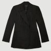 Karen Millen Petite Pinstripe High Break Point Blazer