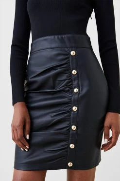 Karen Millen Petite Pu Knit And Mix Mini Dress