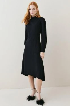 Karen Millen Petite Soft Tailored High Low Sleeved Midi Dress 11 Karen Millen Petite Soft Tailored High Low Sleeved Midi Dress -Karen Millen shop black petite soft tailored high low sleeved midi dress 3