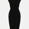 Karen Millen Petite Structured Crepe Envelope Neck Midi Dress -Karen Millen shop black petite structured crepe envelope neck midi dress