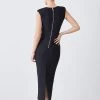 Karen Millen Petite V Neck Sleeveless Bandage Midaxi Dress -Karen Millen shop black petite v neck sleeveless bandage midaxi dress