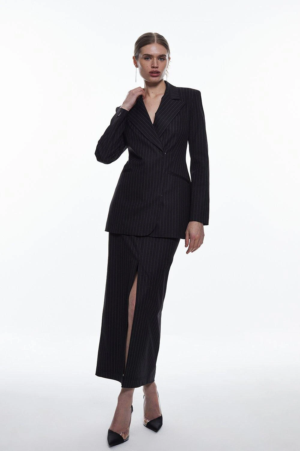 Karen Millen Pinstripe High Break Point Blazer 5 Karen Millen Pinstripe High Break Point Blazer - Image 3