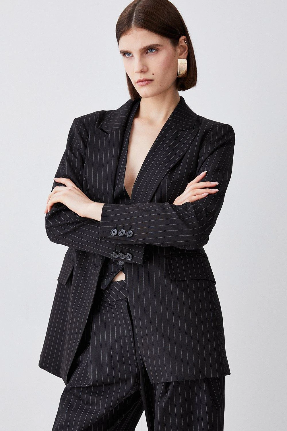 Karen Millen Pinstripe Single Breasted Blazer 4 Karen Millen Pinstripe Single Breasted Blazer - Image 2