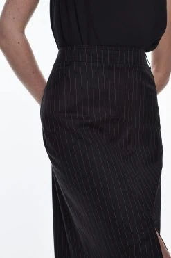 Karen Millen Pinstripe Tab Detail Midaxi Skirt 10 Karen Millen Pinstripe Tab Detail Midaxi Skirt -Karen Millen shop black pinstripe tab detail midaxi skirt 1 3