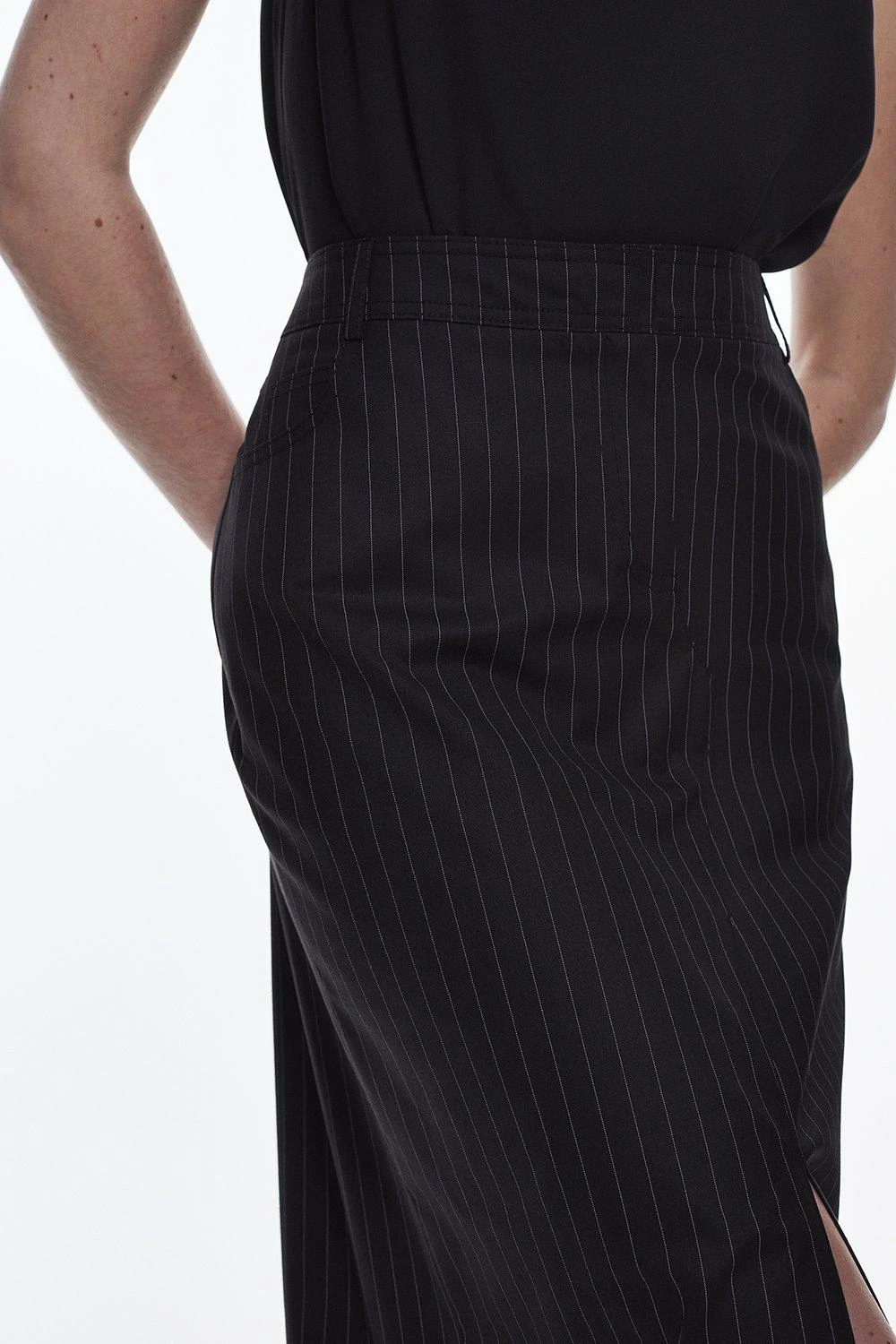 Karen Millen Pinstripe Tab Detail Midaxi Skirt 6 Karen Millen Pinstripe Tab Detail Midaxi Skirt - Image 4