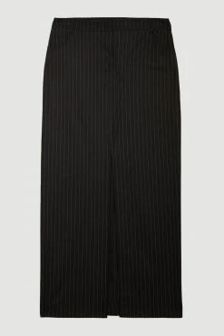 Karen Millen Pinstripe Tab Detail Midaxi Skirt 11 Karen Millen Pinstripe Tab Detail Midaxi Skirt -Karen Millen shop black pinstripe tab detail midaxi skirt 1 4